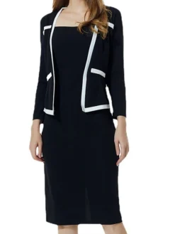 Women's Work Dress Sheath Dress Fashion Midi Dress Patchwork Fake Two Piece Square Neck 3/4 Length Sleeve Plain Regular Fit Black Pink Red Summer Spring S M L XL XXL -Party Prom Dresses Sales Store ndftoe1684322602416