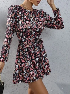 Women's Work Dress Sheath Dress Semi Formal Dress Fashion Mini Dress Lace Up Print Crew Neck Long Sleeve Floral Loose Fit Black Fuchsia Brown Fall S M L XL XXL 17 Women's Work Dress Sheath Dress Semi Formal Dress Fashion Mini Dress Lace Up Print Crew Neck Long Sleeve Floral Loose Fit Black Fuchsia Brown Fall S M L XL XXL -Party Prom Dresses Sales Store ndprvu1693300576886