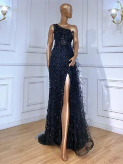 Women‘s Prom Dress Party Dress Sequin Dress Long Dress Maxi Dress Black Pink Red Sleeveless Pure Color Sparkly Glitter Sequins Spring Fall Winter One Shoulder Fashion Wedding Guest Birthday -Party Prom Dresses Sales Store ndsimo1693897490303