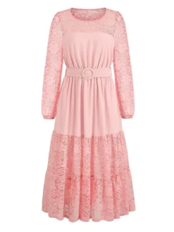 Women's Prom Dress Party Dress Lace Dress Long Dress Maxi Dress Black Pink Red Long Sleeve Pure Color Lace Spring Fall Winter Crew Neck Fashion Winter Dress Birthday Evening Party 2023 S M L XL XXL 24 Women's Prom Dress Party Dress Lace Dress Long Dress Maxi Dress Black Pink Red Long Sleeve Pure Color Lace Spring Fall Winter Crew Neck Fashion Winter Dress Birthday Evening Party 2023 S M L XL XXL -Party Prom Dresses Sales Store nedjod1692341639573