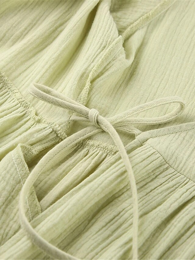 Women's Casual Dress Cotton Linen Dress Wrap Dress Midi Dress Cotton Basic Classic Outdoor Daily Vacation V Neck Lace Up Half Sleeve Spring Fall Autumn 2023 Regular Fit Orange Green Plain S M L 15 Women's Casual Dress Cotton Linen Dress Wrap Dress Midi Dress Cotton Basic Classic Outdoor Daily Vacation V Neck Lace Up Half Sleeve Spring Fall Autumn 2023 Regular Fit Orange Green Plain S M L - Image 15