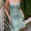 Women‘s Party Dress Sequin Dress Homecoming Dress Mini Dress Green Sleeveless Pure Color Sparkly Glitter Sequins Spring Fall Winter Spaghetti Strap Fashion Wedding Guest Birthday Vacation Slim