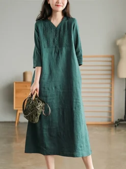 Women's Work Dress Sheath Dress Semi Formal Dress Fashion Midi Dress Button V Neck Half Sleeve Plain Loose Fit White Blue Orange Fall Winter L XL XXL 3XL -Party Prom Dresses Sales Store njisbs1692601426121