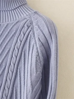 Women's Sweater Dress Jumper Dress Winter Dress Mini Dress Warm Plain Outdoor Daily Vacation Going Out Turtleneck Long Sleeve Ruffle 2023 Slim Black Blue Apricot One Size -Party Prom Dresses Sales Store nldqmc1697711284612