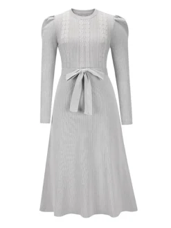 Women's Sweater Dress Jumper Dress Casual Dress Midi Dress Fashion Pure Color Outdoor Daily Vacation Going Out Crew Neck Long Sleeve Ruched 2023 Regular Fit Black Red Green S M L XL XXL -Party Prom Dresses Sales Store nmjzso1694501389394