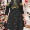 Women‘s Christmas Sweater Dress Jumper Dress Winter Dress Warm Snowman Christmas Tree Snowflake Outdoor Christmas Daily Holiday Crew Neck Long Sleeve 2023 Regular Fit Black Wine Blue S