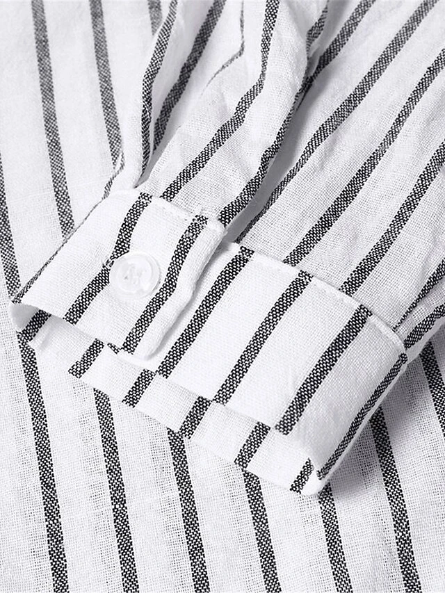 Women's Shirt Dress Casual Dress Cotton Linen Dress Midi Dress Linen / Cotton Blend Modern Casual Outdoor Daily Vacation Shirt Collar Button Print Long Sleeve Summer Spring Fall 2023 Loose Fit Black 9 Women's Shirt Dress Casual Dress Cotton Linen Dress Midi Dress Linen / Cotton Blend Modern Casual Outdoor Daily Vacation Shirt Collar Button Print Long Sleeve Summer Spring Fall 2023 Loose Fit Black - Image 9