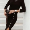 Women's Sheath Dress Knee Length Dress Green White Black Khaki Long Sleeve Pure Color Split Button Fall Winter Crew Neck Casual 2022 S M L XL XXL XXXL / Cotton