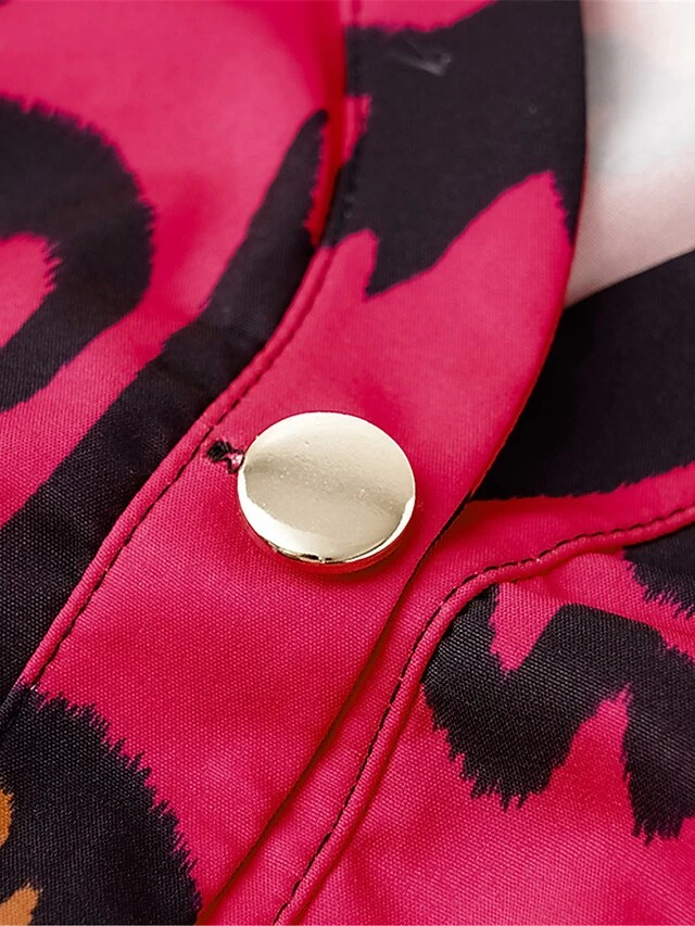 Women's Work Dress Semi Formal Dress A Line Dress Fashion Mini Dress Lace Up Button V Neck Long Sleeve Leopard Color Block Regular Fit Black White Red Fall S M L XL XXL 5 Women's Work Dress Semi Formal Dress A Line Dress Fashion Mini Dress Lace Up Button V Neck Long Sleeve Leopard Color Block Regular Fit Black White Red Fall S M L XL XXL - Image 5