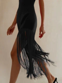 Women's Fringe Dress Bodycon Midi Dress White Black Sleeveless Pure Color Backless Tassel Fringe Spring Summer Strapless Stylish Elegant Sexy Slim 2022 S M L / Party Dress 17 Women's Fringe Dress Bodycon Midi Dress White Black Sleeveless Pure Color Backless Tassel Fringe Spring Summer Strapless Stylish Elegant Sexy Slim 2022 S M L / Party Dress -Party Prom Dresses Sales Store notaas1655372870248