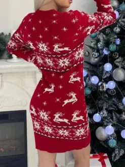 Women‘s Christmas Sweater Dress Jumper Dress Winter Dress Warm Geometric Print Deer Outdoor Christmas Casual Daily Crew Neck Long Sleeve 2023 Loose Fit Red S M L XL 5 Women‘s Christmas Sweater Dress Jumper Dress Winter Dress Warm Geometric Print Deer Outdoor Christmas Casual Daily Crew Neck Long Sleeve 2023 Loose Fit Red S M L XL -Party Prom Dresses Sales Store nppfpt1694151368386
