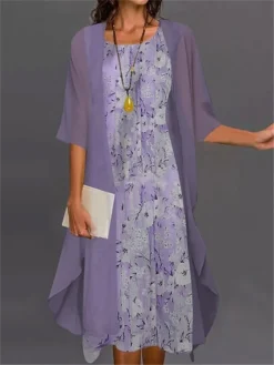 Women's Dress Set Two Piece Dress Midi Dress Pink Blue Purple Half Sleeve Floral Print Summer Spring Crew Neck Stylish 2023 S M L XL XXL 3XL 5 Women's Dress Set Two Piece Dress Midi Dress Pink Blue Purple Half Sleeve Floral Print Summer Spring Crew Neck Stylish 2023 S M L XL XXL 3XL -Party Prom Dresses Sales Store nqrxdv1645367514127