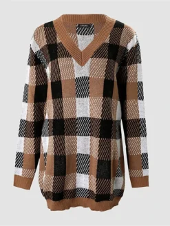Women's Sweater Dress Winter Dress Jumper Dress Mini Dress Fashion Plaid Daily Date Going Out Weekend V Neck Long Sleeve Patchwork 2023 Regular Fit Khaki S M L XL 12 Women's Sweater Dress Winter Dress Jumper Dress Mini Dress Fashion Plaid Daily Date Going Out Weekend V Neck Long Sleeve Patchwork 2023 Regular Fit Khaki S M L XL -Party Prom Dresses Sales Store nrbvhn1694591723279