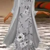 Women's Dress Set Two Piece Dress Chiffon Dress Midi Dress Gray 3/4 Length Sleeve Floral Chiffon Summer Spring Crew Neck Stylish Loose Fit 2023 S M L XL XXL
