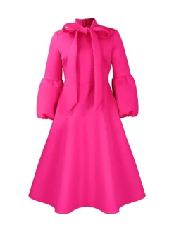 Women's Prom Dress Party Dress Swing Dress Long Dress Maxi Dress Black Yellow Red Long Sleeve Pure Color Lace Up Fall Winter Autumn Crew Neck Fashion Winter Dress Wedding Guest Birthday 2023 S M L XL -Party Prom Dresses Sales Store nwwqcf1695203654356