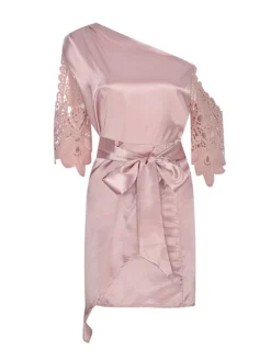 Women's Party Dress Lace Dress Sheath Dress Midi Dress Pink Half Sleeve Pure Color Lace Spring Fall Autumn Cold Shoulder Personalized Loose Fit 2023 S M L XL -Party Prom Dresses Sales Store nxwwhc1684506598731