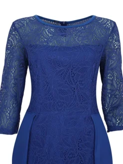 Women's Party Dress Lace Dress Swing Dress Mini Dress Black Wine Blue 3/4 Length Sleeve Pure Color Lace Spring Fall Winter Crew Neck Fashion Party Spring Dress 2023 S M L XL XXL 3XL 4XL -Party Prom Dresses Sales Store nycljs1671604320646