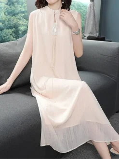 Women's Two Piece Dress Set Casual Dress Chiffon Dress Daily Holiday Fashion Streetwear Layered Midi Dress Stand Collar 3/4 Length Sleeve Plain Regular Fit White Beige Fall Winter M L XL XXL 3XL 8 Women's Two Piece Dress Set Casual Dress Chiffon Dress Daily Holiday Fashion Streetwear Layered Midi Dress Stand Collar 3/4 Length Sleeve Plain Regular Fit White Beige Fall Winter M L XL XXL 3XL -Party Prom Dresses Sales Store nzardp1697524672301