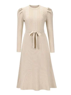 Women's Sweater Dress Winter Dress Jumper Dress Midi Dress Lace Up Ruched Daily Date Going Out Active Fashion Crew Neck Long Sleeve 2023 Slim Black Red Dark Green Color S M L XL XXL Size -Party Prom Dresses Sales Store obwzvl1692174412833