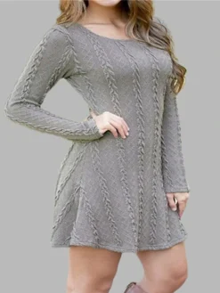 Women's Sweater Dress Jumper Dress Casual Dress Mini Dress Fashion Pure Color Outdoor Daily Going Out Crew Neck Long Sleeve 2023 Regular Fit Black White Wine S M L XL XXL -Party Prom Dresses Sales Store oejjah1696434459383
