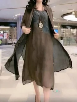 Women's Two Piece Dress Set Casual Dress Swing Dress Daily Holiday Fashion Casual Print Midi Dress Crew Neck Half Sleeve Floral Print Loose Fit Red Blue Orange Summer Spring M L XL XXL 3XL -Party Prom Dresses Sales Store oepapw1691462024206