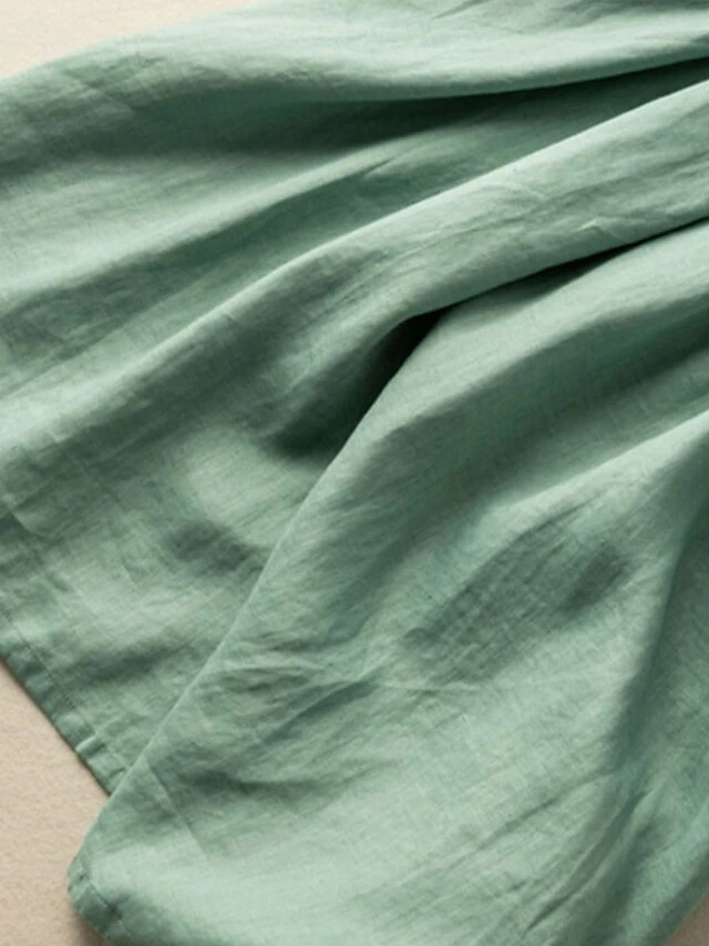 Women's Casual Dress Cotton Linen Dress Midi Dress Linen / Cotton Blend Fashion Classic Style Outdoor Daily Holiday Crew Neck Button Short Sleeve Fall Winter Autumn 2023 Loose Fit Pink Wine Green 6 Women's Casual Dress Cotton Linen Dress Midi Dress Linen / Cotton Blend Fashion Classic Style Outdoor Daily Holiday Crew Neck Button Short Sleeve Fall Winter Autumn 2023 Loose Fit Pink Wine Green - Image 6