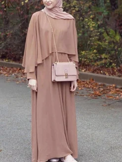 Women's Work Dress Chiffon Dress Swing Dress Fashion Long Dress Maxi Dress Ruched Crew Neck Long Sleeve Plain Regular Fit Black Khaki Fall Winter S M L XL XXL