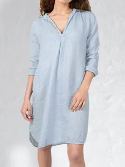 Women's Casual Dress Cotton Linen Dress Midi Dress Linen / Cotton Blend Fashion Basic Outdoor Daily Vacation Split Neck Pocket Split Long Sleeve Fall Winter Autumn 2023 Loose Fit Light Blue Plain S M 5 Women's Casual Dress Cotton Linen Dress Midi Dress Linen / Cotton Blend Fashion Basic Outdoor Daily Vacation Split Neck Pocket Split Long Sleeve Fall Winter Autumn 2023 Loose Fit Light Blue Plain S M -Party Prom Dresses Sales Store onjilw1693739345314