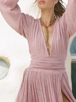 Women's Casual Dress Cotton Linen Dress Maxi Long Dress Polyester Basic Casual Daily Vacation V Neck Split Long Sleeve Summer Spring Fall 2023 Regular Fit Black White Pink Pure Color S M L XL 15 Women's Casual Dress Cotton Linen Dress Maxi Long Dress Polyester Basic Casual Daily Vacation V Neck Split Long Sleeve Summer Spring Fall 2023 Regular Fit Black White Pink Pure Color S M L XL -Party Prom Dresses Sales Store operhk1676368789146