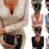 Women's Sweater Dress Jumper Dress Sheath Dress Mini Dress Warm Pure Color Outdoor Casual Holiday Going Out V Neck Long Sleeve Zipper 2023 Slim Black White Pink S M L XL XXL 3XL