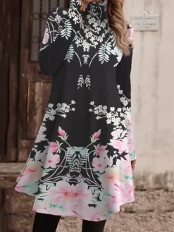 Women's Work Dress Casual Dress Fashion Winter Dress Daily Mini Dress Print Turtleneck Long Sleeve Floral Letter Regular Fit Light Pink Black Light Green Fall Winter S M L XL XXL -Party Prom Dresses Sales Store orkoiy1694573168456