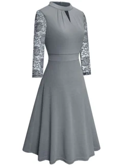 Women's Work Dress Semi Formal Dress A Line Dress Fashion Midi Dress Hollow Out Crew Neck Long Sleeve Plain Regular Fit Black Pink Wine Fall Winter S M L XL XXL 32 Women's Work Dress Semi Formal Dress A Line Dress Fashion Midi Dress Hollow Out Crew Neck Long Sleeve Plain Regular Fit Black Pink Wine Fall Winter S M L XL XXL -Party Prom Dresses Sales Store osjmod1692611893338