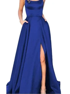 Women‘s Prom Party Dress Satin Dress Swing Dress Long Dress Maxi Dress Black Blue Dark Green Pure Color Backless Fall Spring Spaghetti Romantic Winter Dress Daily Evening Party 2023 -Party Prom Dresses Sales Store oucwtr1660818728376