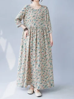 Women's Casual Dress Linen Dress Swing Dress Maxi Long Dress Linen Fashion Modern Outdoor Daily Holiday Crew Neck Print Long Sleeve Fall Winter Autumn 2023 Loose Fit Apricot Flower L XL 2XL 28 Women's Casual Dress Linen Dress Swing Dress Maxi Long Dress Linen Fashion Modern Outdoor Daily Holiday Crew Neck Print Long Sleeve Fall Winter Autumn 2023 Loose Fit Apricot Flower L XL 2XL -Party Prom Dresses Sales Store owthnx1693553160443