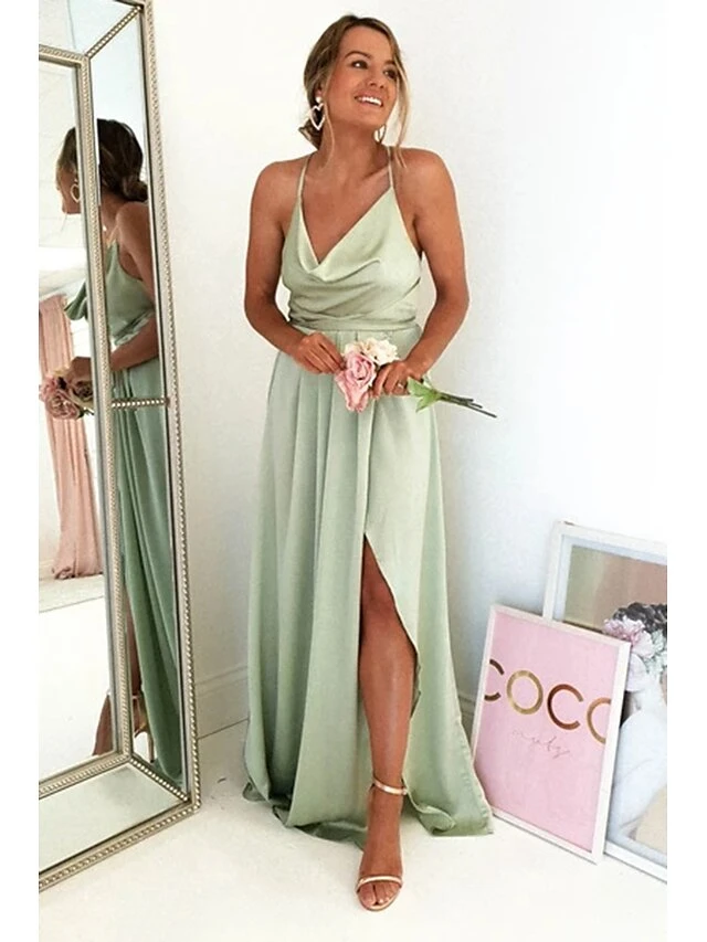 Women's Prom Dress Party Dress Satin Dress Long Dress Maxi Dress Light Green Wine Sleeveless Pure Color Split Summer Spring Fall Spaghetti Strap Fashion Party Birthday Evening Party 2023 S M L XL 11 Women's Prom Dress Party Dress Satin Dress Long Dress Maxi Dress Light Green Wine Sleeveless Pure Color Split Summer Spring Fall Spaghetti Strap Fashion Party Birthday Evening Party 2023 S M L XL - Image 11
