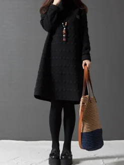 Women's Work Dress Black Dress A Line Dress Fashion Midi Dress Ruched Turtleneck Long Sleeve Plain Loose Fit Black Wine Gray Fall Winter M L XL XXL 14 Women's Work Dress Black Dress A Line Dress Fashion Midi Dress Ruched Turtleneck Long Sleeve Plain Loose Fit Black Wine Gray Fall Winter M L XL XXL -Party Prom Dresses Sales Store oxnhly1693299482722