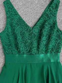 Women's Party Dress Lace Dress Cocktail Dress Midi Dress Black Green Sleeveless Pure Color Lace Fall Winter Autumn V Neck Fashion Vacation 2023 S M L XL XXL -Party Prom Dresses Sales Store oyrwku1693535470655