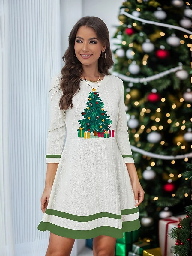 Women's Christmas Dress Sweater Dress Jumper Dress Mini Dress Ugly Santa Claus Christmas Tree Outdoor Christmas Daily Holiday Crew Neck Long Sleeve 2023 Regular Fit White Light Green Wine S M L XL 2 Women's Christmas Dress Sweater Dress Jumper Dress Mini Dress Ugly Santa Claus Christmas Tree Outdoor Christmas Daily Holiday Crew Neck Long Sleeve 2023 Regular Fit White Light Green Wine S M L XL - Image 2