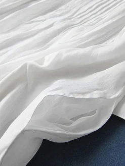 Women's Casual Dress Cotton Linen Dress Swing Dress Midi Dress Cotton Blend Basic Casual Outdoor Daily Crew Neck Ruched Pocket Short Sleeve Summer Spring 2023 Loose Fit White Pink Purple Plain M L XL -Party Prom Dresses Sales Store pchxjp1676278278599