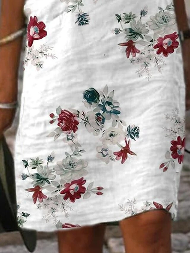 Women's Two Piece Dress Set Casual Dress Shift Dress Outdoor Daily Fashion Modern Print Midi Dress V Neck Half Sleeve Floral Loose Fit White Summer Spring S M L XL XXL 2 Women's Two Piece Dress Set Casual Dress Shift Dress Outdoor Daily Fashion Modern Print Midi Dress V Neck Half Sleeve Floral Loose Fit White Summer Spring S M L XL XXL - Image 2