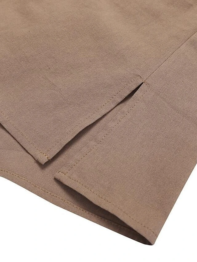 Women's Cotton Linen Dress Shift Dress A Line Dress Maxi Long Dress Cotton Blend Fashion Modern Outdoor Daily Vacation Round Neck With Belt Tie Belt 3/4 Length Sleeve Summer Spring 2023 Regular Fit 4 Women's Cotton Linen Dress Shift Dress A Line Dress Maxi Long Dress Cotton Blend Fashion Modern Outdoor Daily Vacation Round Neck With Belt Tie Belt 3/4 Length Sleeve Summer Spring 2023 Regular Fit - Image 4