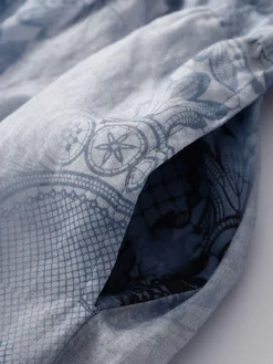 Women's Casual Dress Linen Dress Midi Dress Linen Fashion Romantic Outdoor Daily Holiday Crew Neck Pocket Print 3/4 Length Sleeve Fall Winter Autumn 2023 Loose Fit Blue Orange Painting Flower M L XL -Party Prom Dresses Sales Store pfxowc1694418649892