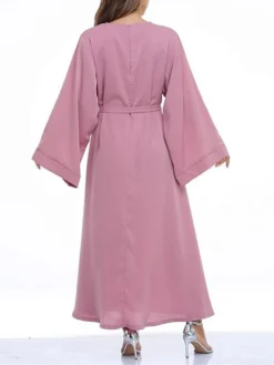 Women's Work Dress Black Dress Semi Formal Dress Fashion Long Dress Maxi Dress Lace Up Crew Neck Long Sleeve Plain Regular Fit Black Pink Red Fall Winter S M L XL XXL -Party Prom Dresses Sales Store pgsqrv1693300568658