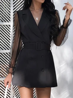 Women's Work Dress Blazer Dress Sheath Dress Fashion Office Daily Workfashion Mesh Sleeve Mini Dress Mesh Button Shirt Collar Long Sleeve Plain Regular Fit Black Dark Green Green Fall Winter S M L 39 Women's Work Dress Blazer Dress Sheath Dress Fashion Office Daily Workfashion Mesh Sleeve Mini Dress Mesh Button Shirt Collar Long Sleeve Plain Regular Fit Black Dark Green Green Fall Winter S M L -Party Prom Dresses Sales Store pguurf1697711847071