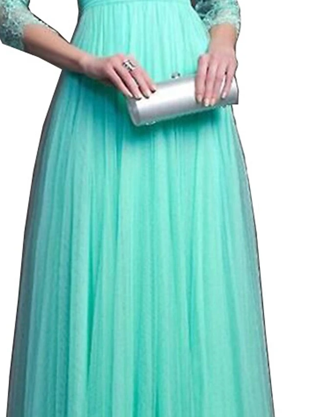 Women‘s Formal Party Dress Wedding Guest Dress Lace Dress Long Dress Maxi Dress Green Red 3/4 Length Sleeve Pure Color Lace Winter Fall Autumn Crew Neck 2023 S M L XL XXL 2 Women‘s Formal Party Dress Wedding Guest Dress Lace Dress Long Dress Maxi Dress Green Red 3/4 Length Sleeve Pure Color Lace Winter Fall Autumn Crew Neck 2023 S M L XL XXL - Image 2