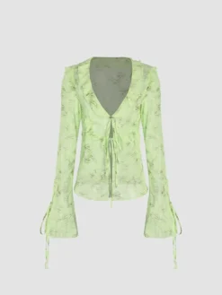 Women's Two Piece Dress Set Casual Dress Skirt Set Outdoor Daily Fashion Streetwear Print Long Dress Maxi Dress V Neck Long Sleeve Floral Slim Pink Green Fall S M L -Party Prom Dresses Sales Store pjqppg1693278430484