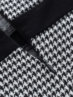 Women's Work Dress Sheath Dress Semi Formal Dress Fashion Midi Dress Button Pocket Crew Neck 3/4 Length Sleeve Houndstooth Regular Fit Black Fall Winter S M L XL -Party Prom Dresses Sales Store pnpwts1692603091603