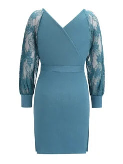 Women's Sweater Dress Knee Length Dress Blue Wine Khaki Black Long Sleeve Pure Color Lace Patchwork Fall Winter V Neck Elegant Sexy 2022 S M L XL XXL 12 Women's Sweater Dress Knee Length Dress Blue Wine Khaki Black Long Sleeve Pure Color Lace Patchwork Fall Winter V Neck Elegant Sexy 2022 S M L XL XXL -Party Prom Dresses Sales Store poxxwm1611553996983