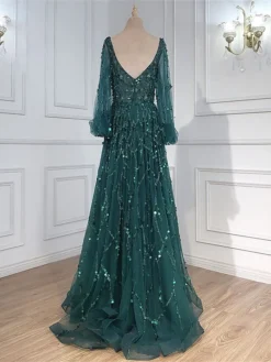 Women‘s Prom Dress Party Dress Sequin Dress Long Dress Maxi Dress Pink Gold Green Long Sleeve Pure Color Sparkly Glitter Sequins Spring Fall Winter V Neck Fashion Winter Dress Wedding Guest -Party Prom Dresses Sales Store pryxwl1693897496065