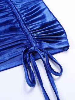 Women's Party Dress Velvet Dress Wedding Guest Dress Mini Dress Red Blue Long Sleeve Pure Color Ruched Spring Fall Winter High Neck Fashion Winter Dress Evening Party Wedding Guest 2023 S M L -Party Prom Dresses Sales Store pznnbh1692351349489